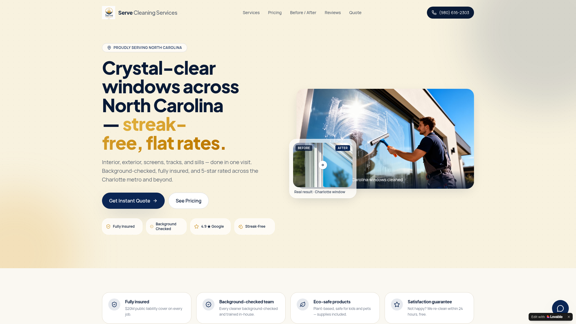 Serve Cleaning Services website