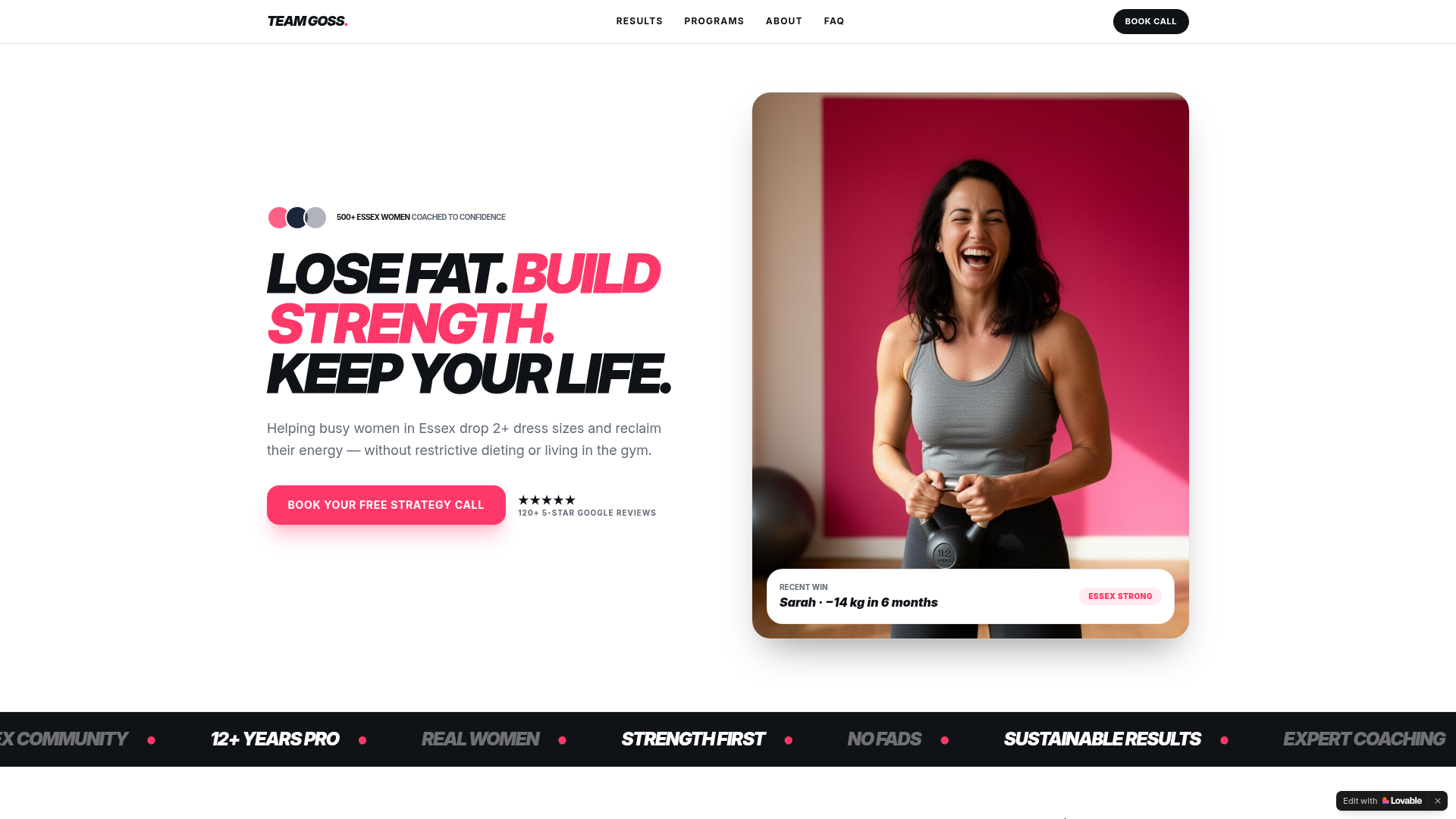 Team Goss Fitness website